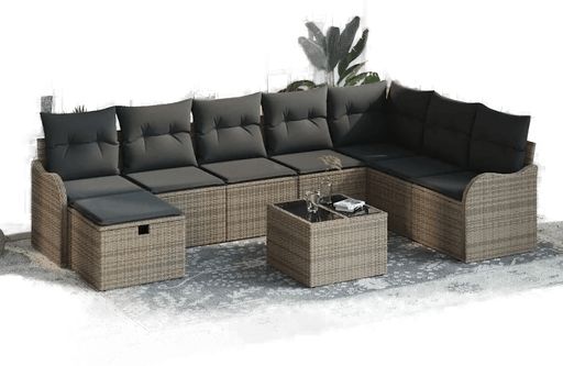 Vidaxl Hagesofa Set 9 pcs Grå