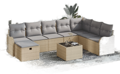 Vidaxl Hagesofa Set 9 pcs Beige