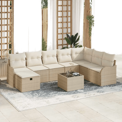 Vidaxl Hagesofa Set 9 pcs Beige