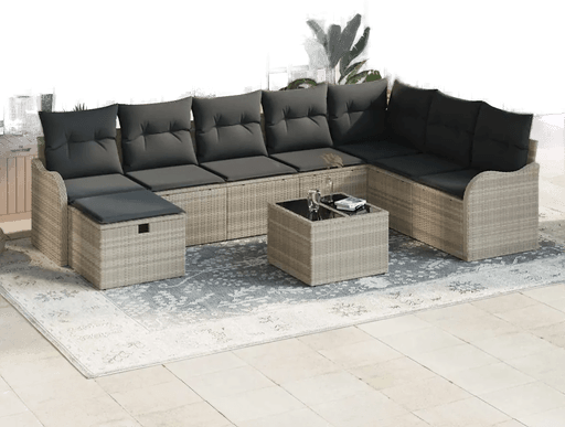 Vidaxl Hagesofa Set 9 pcs Lysegrå