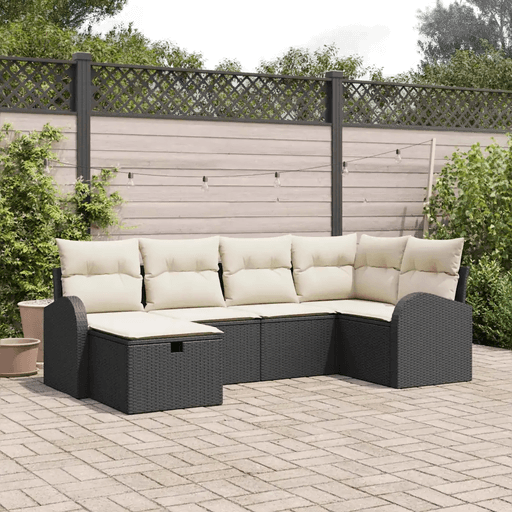 Vidaxl Hagesofa Set 6 pcs Svart