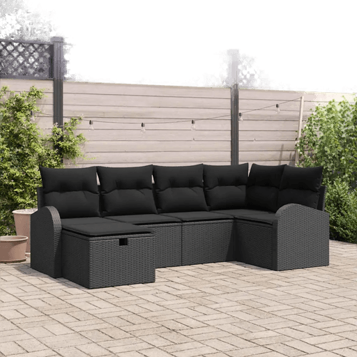 Vidaxl Hagesofa Set 6 pcs Svart