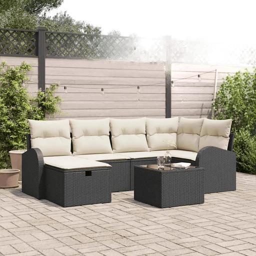 Vidaxl Hagesofa Set 7 pcs Svart