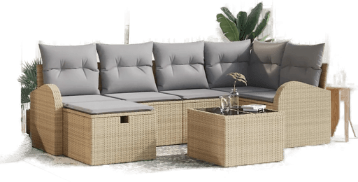 Vidaxl Hagesofa Set 7 pcs Beige