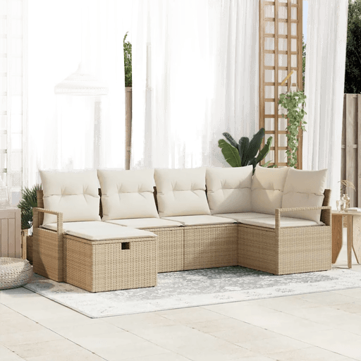 Vidaxl Hagesofa Set 6 pcs Beige