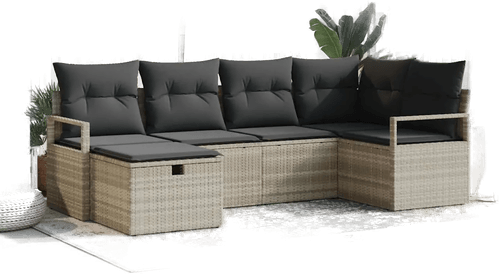 Vidaxl Hagesofa Set 6 pcs Lysegrå