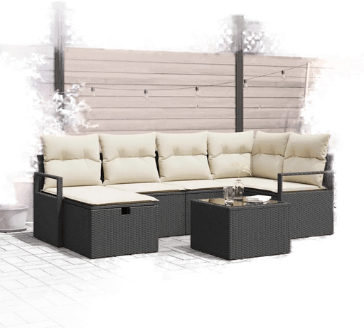 Vidaxl Hagesofa Set 7 pcs Svart