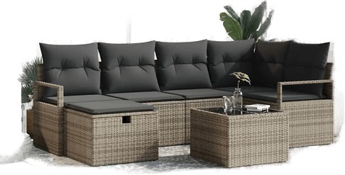 Vidaxl Hagesofa Set 7 pcs Grå