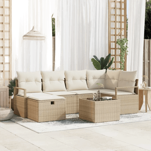 Vidaxl Hagesofa Set 7 pcs Beige