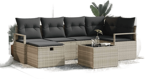 Vidaxl Hagesofa Set 7 pcs Lysegrå