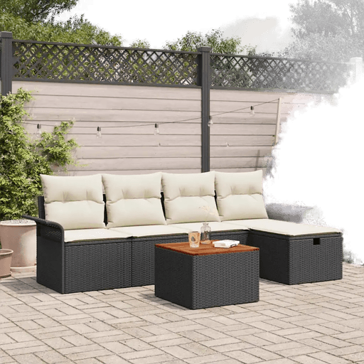 Vidaxl Hagesofa Set 6 pcs Svart