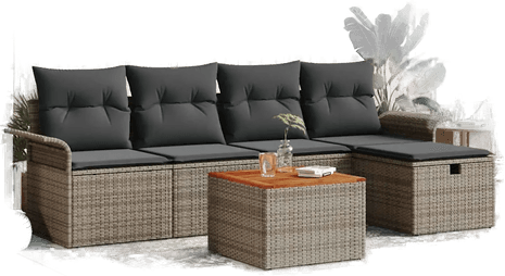 Vidaxl Hagesofa Set 6 pcs Grå