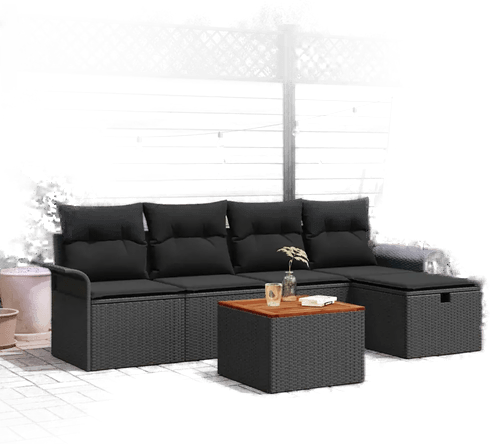 Vidaxl Hagesofa Set 6 pcs Svart