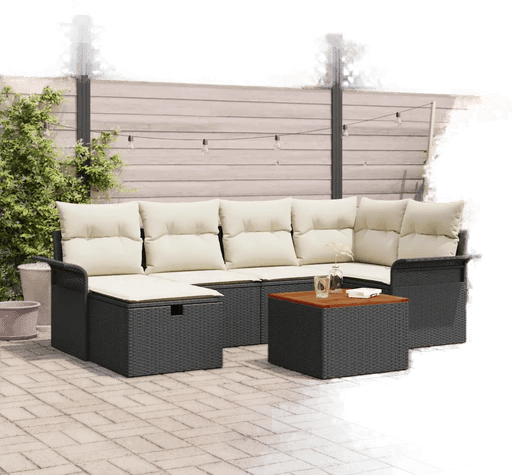 Vidaxl Hagesofa Set 7 pcs Svart