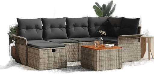 Vidaxl Hagesofa Set 7 pcs Grå