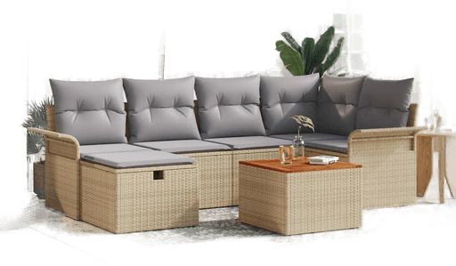 Vidaxl Hagesofa Set 7 pcs Beige