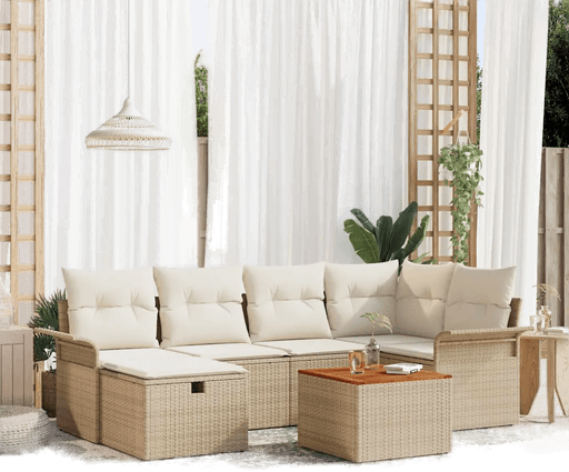 Vidaxl Hagesofa Set 7 pcs Beige