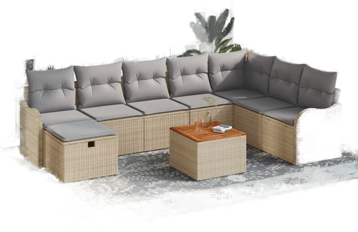 Vidaxl Hagesofa Set 9 pcs Beige