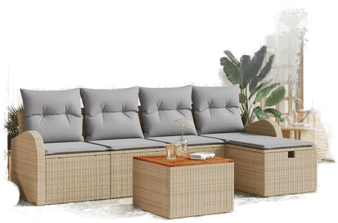 Vidaxl Hagesofa Set 6 pcs Beige