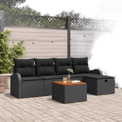 Vidaxl Hagesofa Set 6 pcs Svart