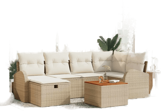 Vidaxl Hagesofa Set 7 pcs Beige