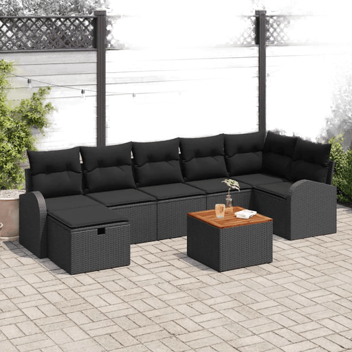 Vidaxl Hagesofa Set 8 pcs Svart