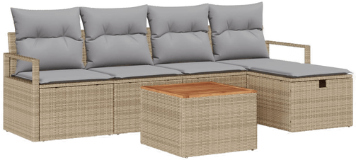Vidaxl Hagesofa Set 6 pcs Beige