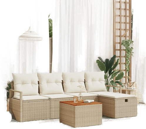 Vidaxl Hagesofa Set 6 pcs Beige