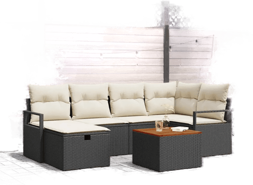 Vidaxl Hagesofa Set 7 pcs Svart