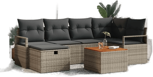 Vidaxl Hagesofa Set 7 pcs Grå