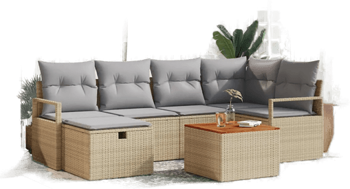 Vidaxl Hagesofa Set 7 pcs Beige