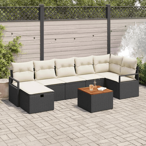 Vidaxl Hagesofa Set 8 pcs Svart
