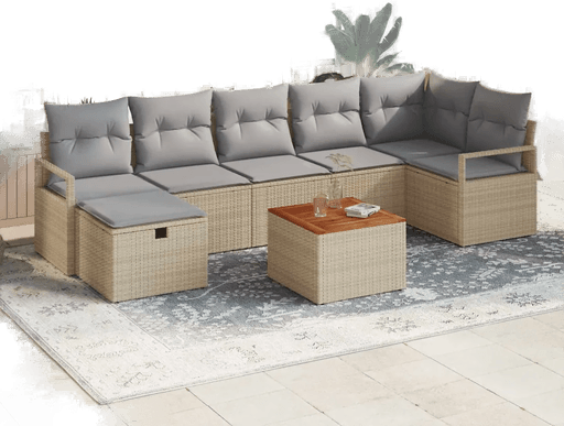Vidaxl Hagesofa Set 8 pcs Beige