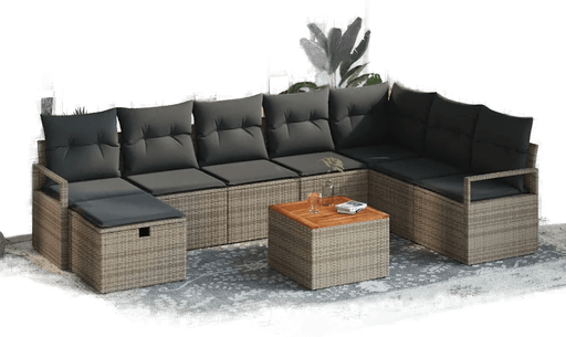 Vidaxl Hagesofa Set 9 pcs Grå