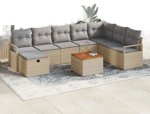 Vidaxl Hagesofa Set 9 pcs Beige
