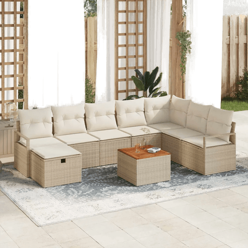 Vidaxl Hagesofa Set 9 pcs Beige