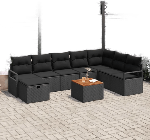 Vidaxl Hagesofa Set 9 pcs Svart