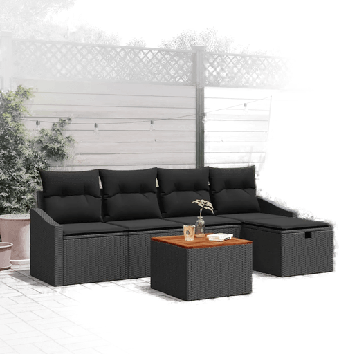 Vidaxl Hagesofa Set 6 pcs Svart