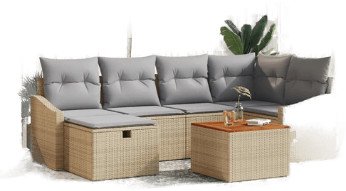 Vidaxl Hagesofa Set 7 pcs Beige