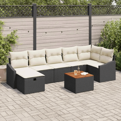 Vidaxl Hagesofa Set 8 pcs Svart