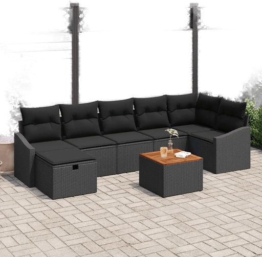 Vidaxl Hagesofa Set 8 pcs Svart