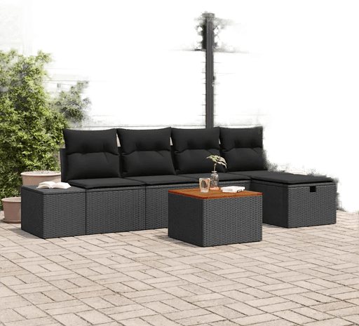 Vidaxl Hagesofa Set 6 pcs Svart