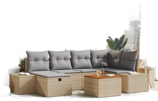 Vidaxl Hagesofa Set 7 pcs Beige