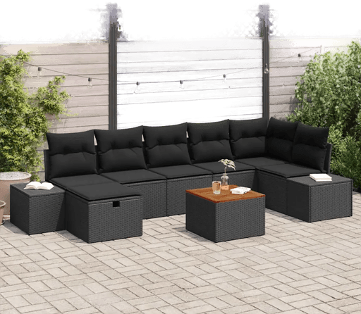 Vidaxl Hagesofa Set 8 pcs Svart