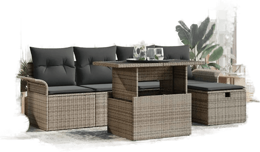 Vidaxl Hagesofa Set 6 pcs Grå