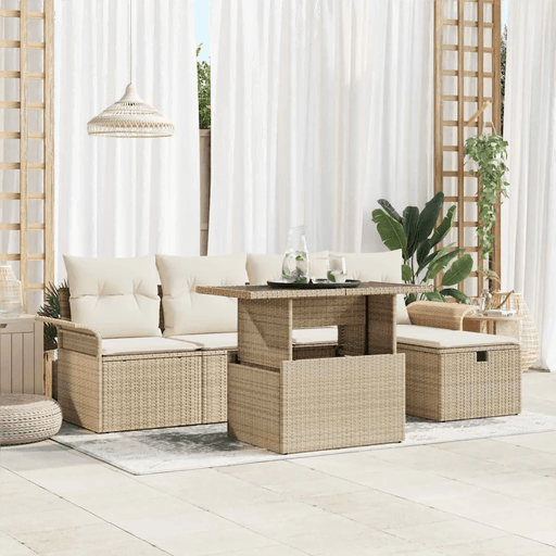 Vidaxl Hagesofa Set 6 pcs Beige