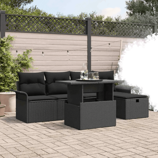 Vidaxl Hagesofa Set 6 pcs Svart