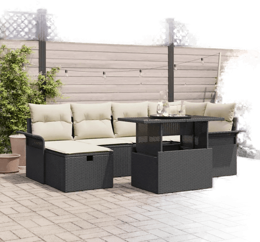 Vidaxl Hagesofa Set 7 pcs Svart