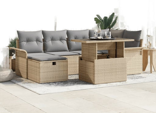 Vidaxl Hagesofa Set 7 pcs Beige
