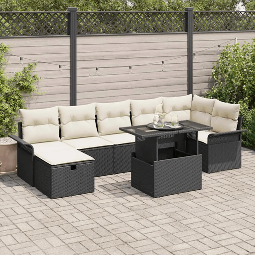 Vidaxl Hagesofa Set 8 pcs Svart